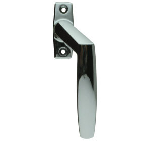 Curved window handle on plate HABO 2162-8 Chrome right